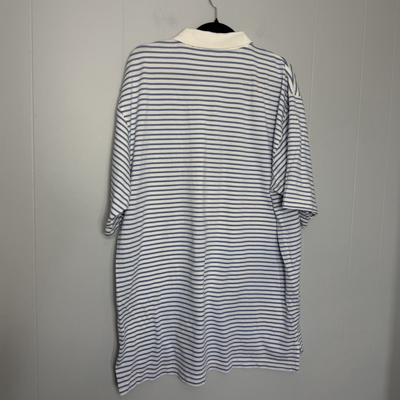 Peter Millar Polo Shirt XL  Blue/White Striped Golf Short Sleeve Vintage Tag - Picture 6 of 8